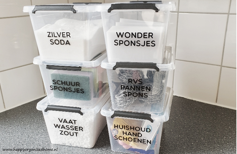 organizen, organized, schoonmaakspullen