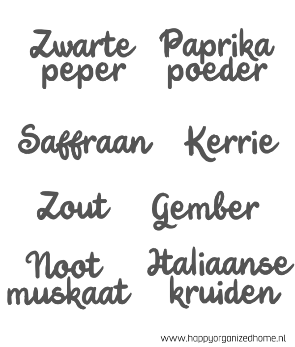 VINYL STICKERS VOOR JE KRUIDENKAST - SCRIPT 2 - Afbeelding 3