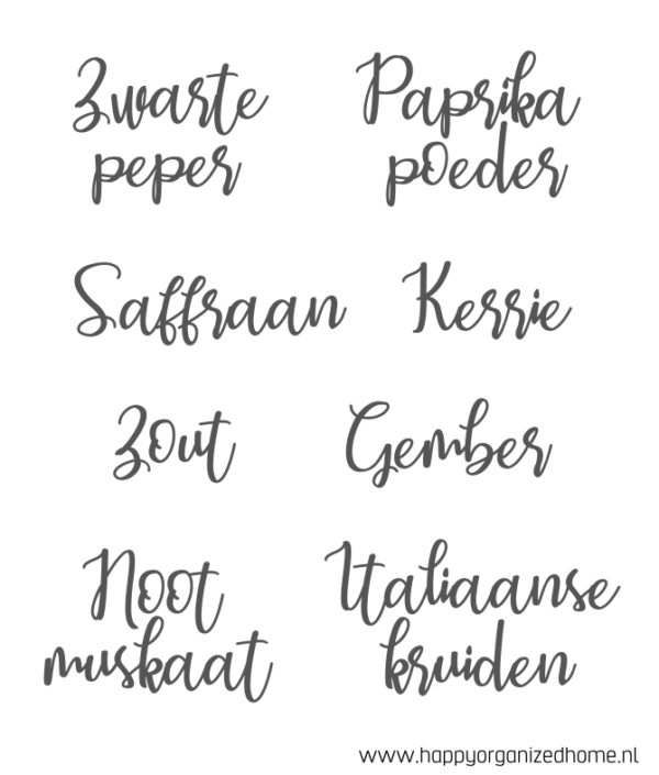 VINYL STICKERS VOOR JE VOORRAADKAST - SCRIPT - Afbeelding 2